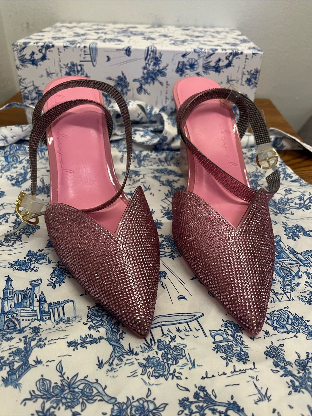 She is Cheval rhinestone pink platform heels - 8